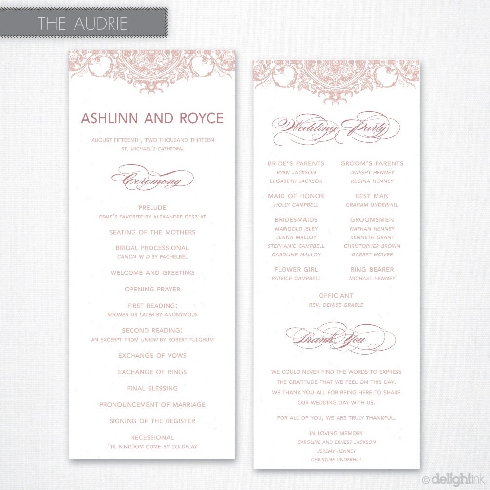 Audrie Wedding Program (Printable)