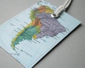 South America luggage tag made with original map