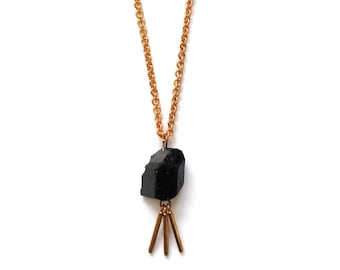 Black Tourmaline Spike Necklace