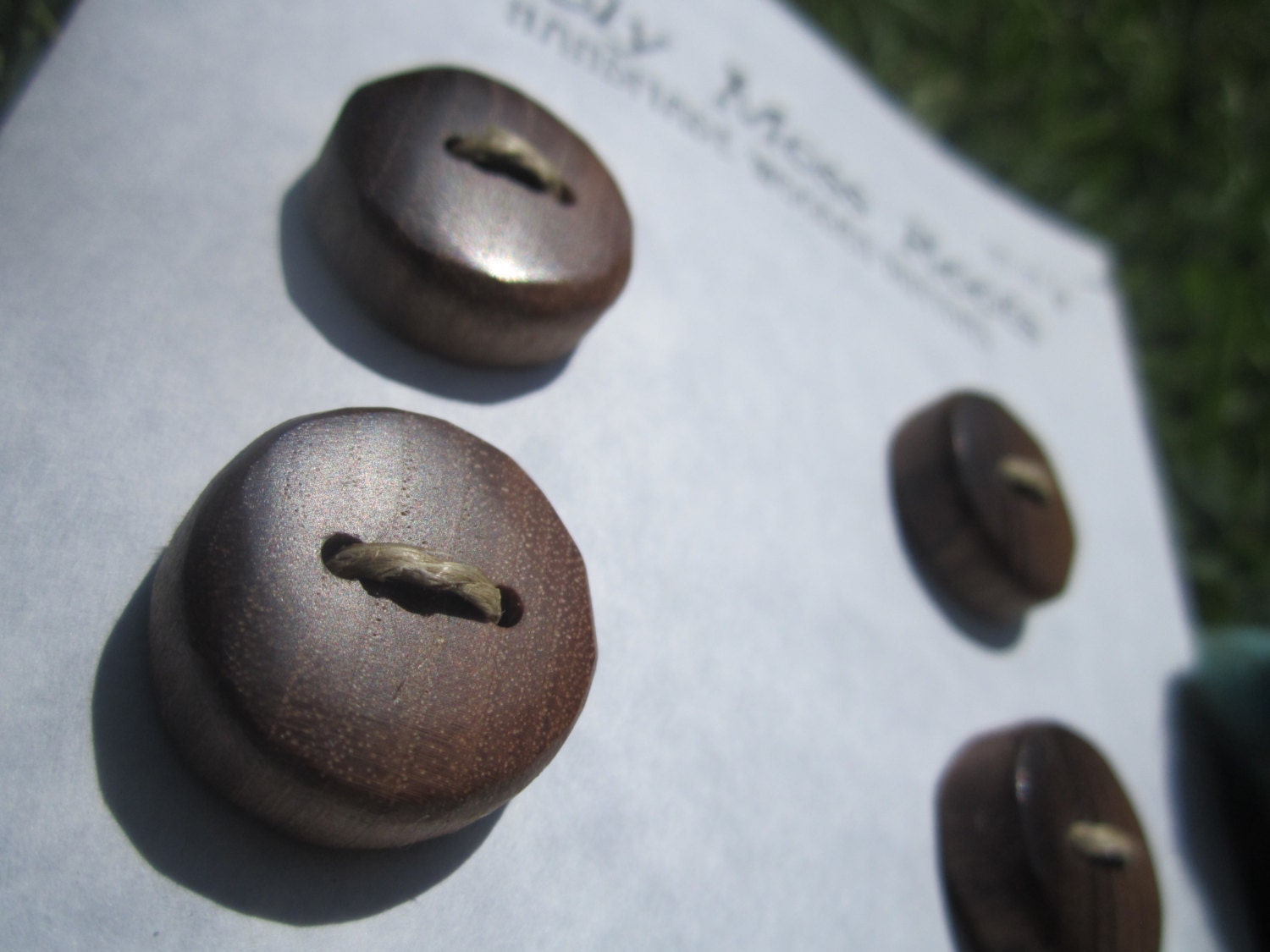 6 Black Walnut Wood Buttons- Handmade Wooden Buttons