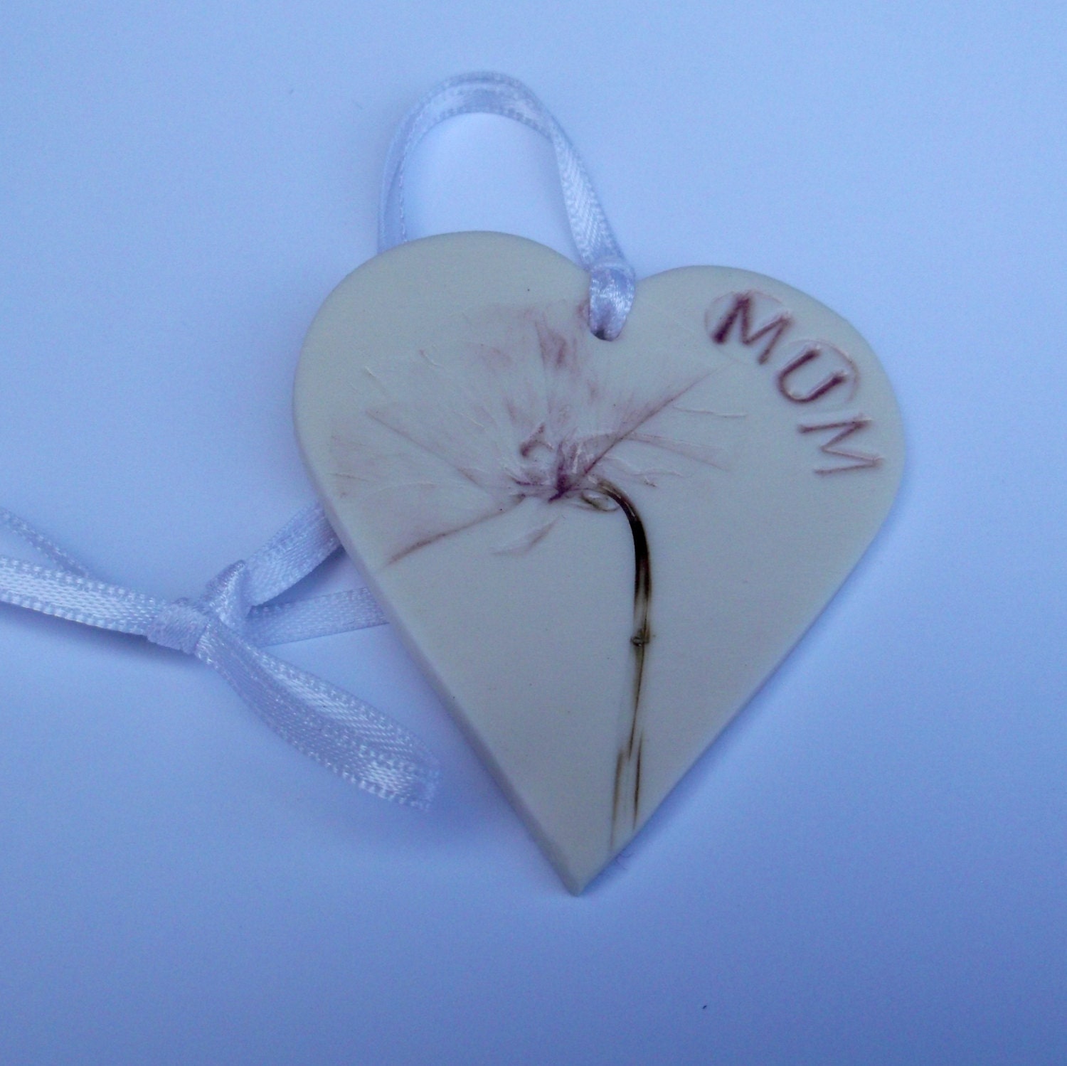Handmade Porcelain Hanging Heart Wall Decoration - Purple Primrose - MUM
