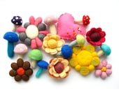SALE Felted mushrooms, flowers, brooches, heart