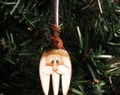 Santa Claus Hand Painted  Silver Plate Fork Christmas Ornament