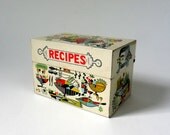 Tin Recipe Card Holder 60s / Early American Georges Briard Style Pattern