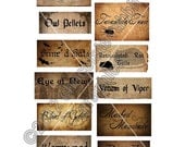 Vintage Halloween Witch Potion Ingredients Labels Digital Download Collage Sheet Image Graphic - INSTANT DOWNLOAD