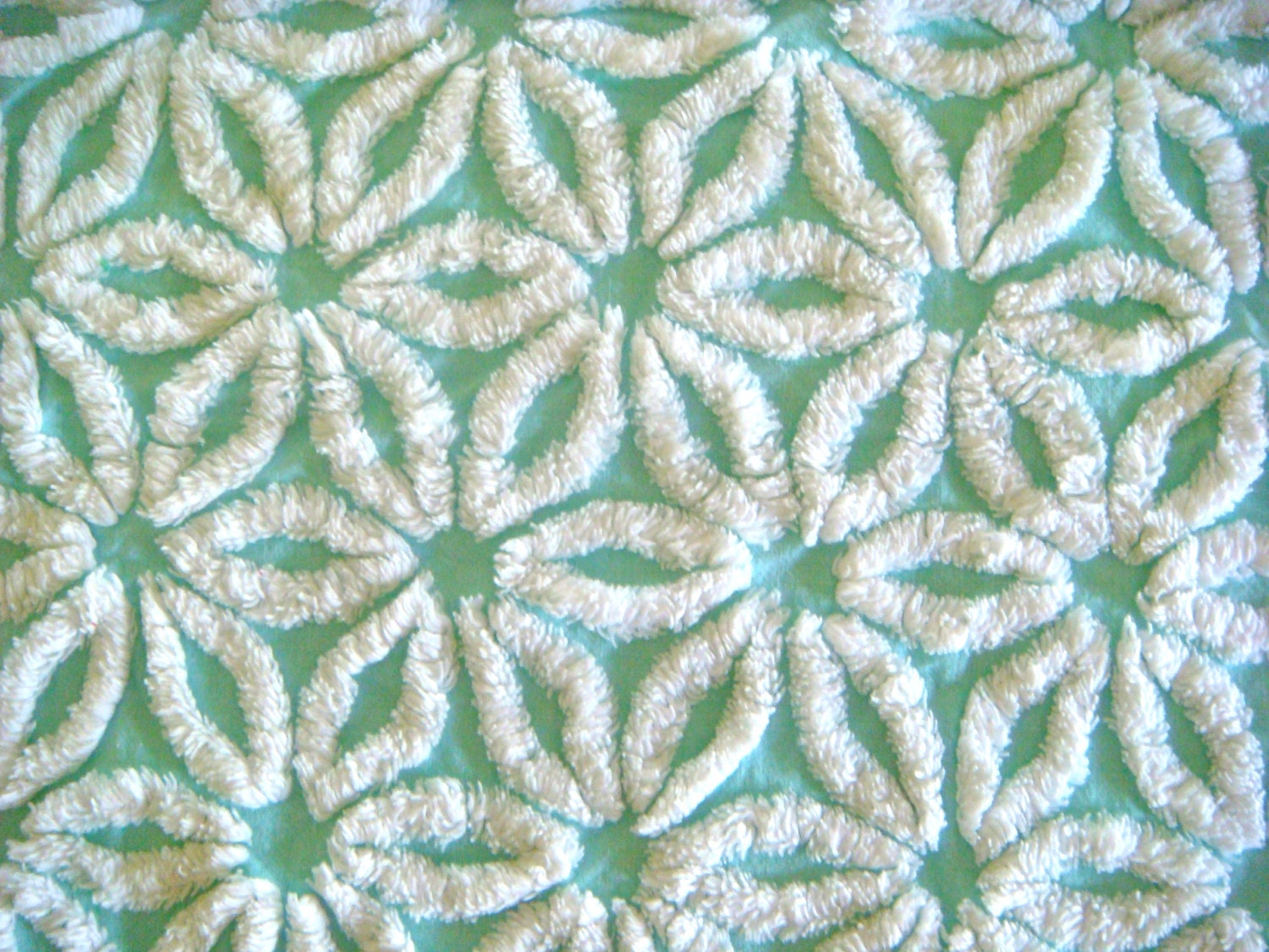 Aqua Daisy Hofmann Vintage Chenille Fabric