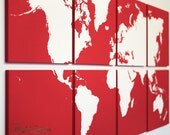 Large World Map Art Painting - Original Screenprint Artwork by RightGrain