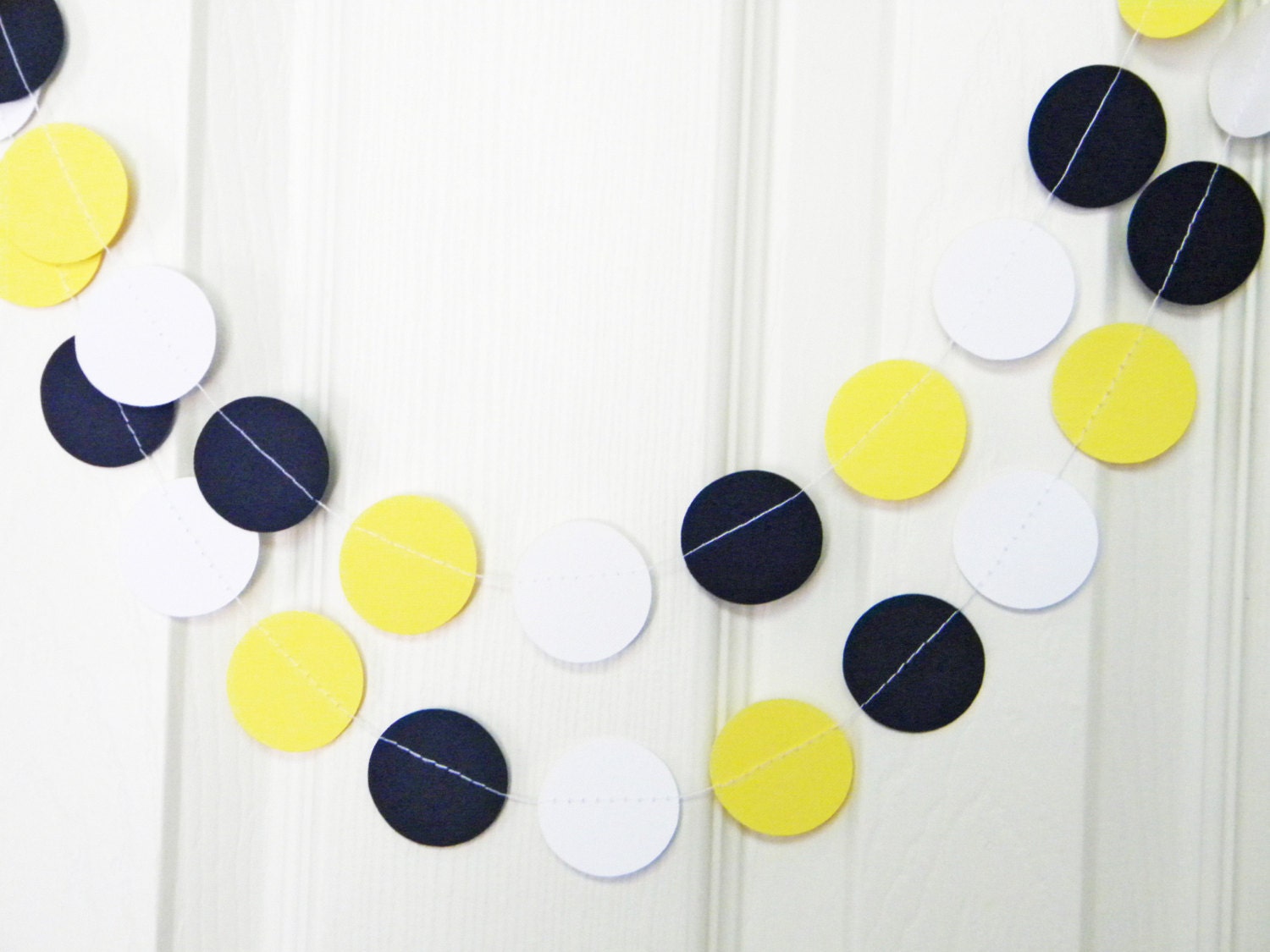 Wedding Nautical Theme Yellow Navy Blue White Party Decoration Paper Garland Birthday Party, Nursery, Baby or Bridal Shower 10 feet