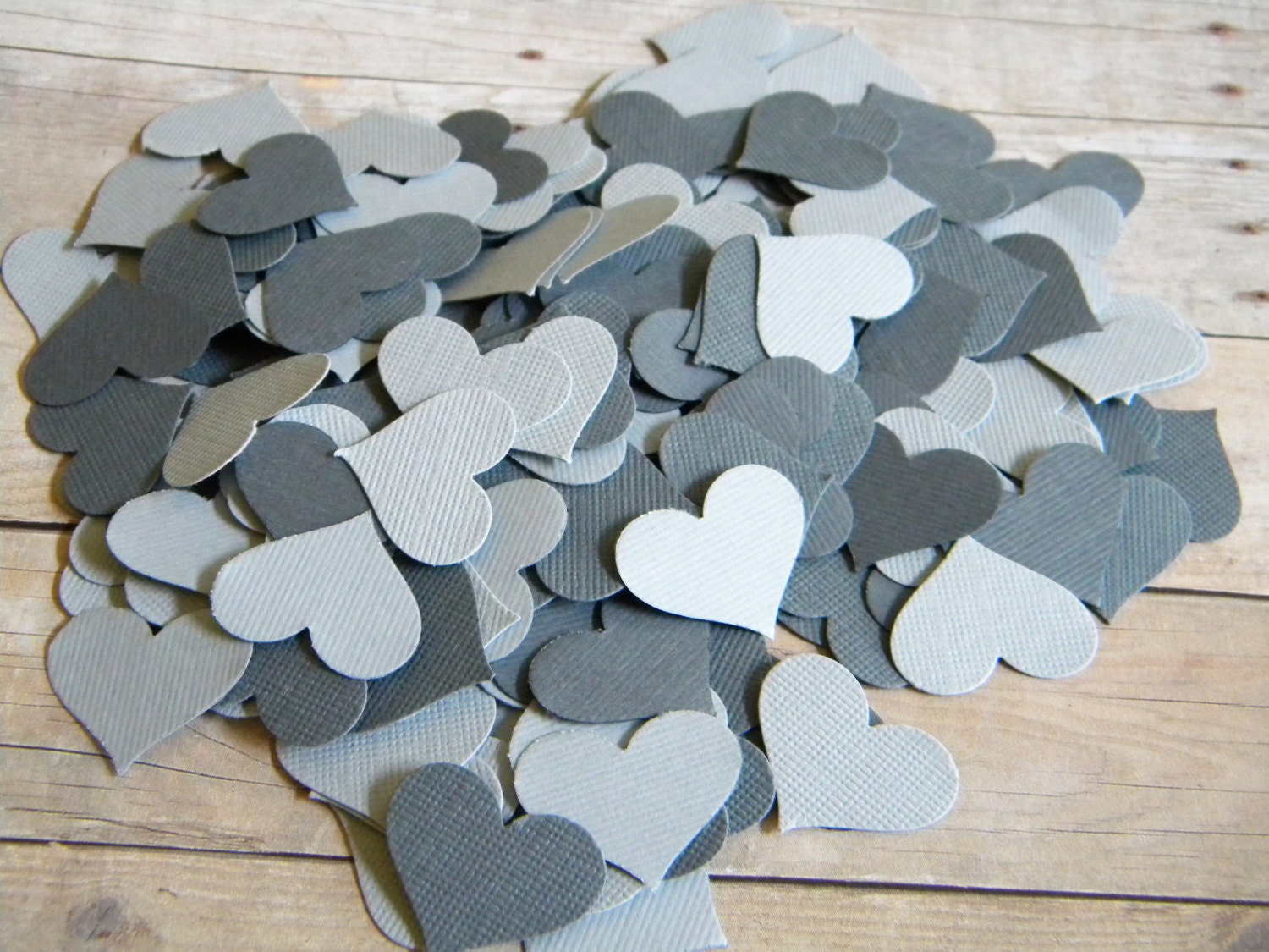 200 Wedding Grays and Dark Grays Greys Fancy Hearts Confetti Party Table Dressing Decorations