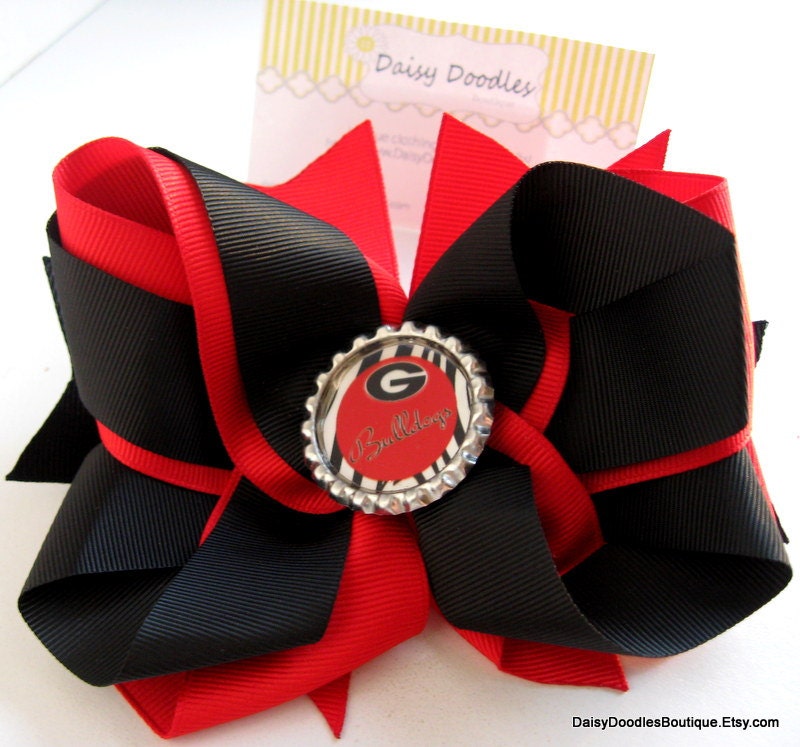 University of Georgia Bulldogs football bottle cap hair bow