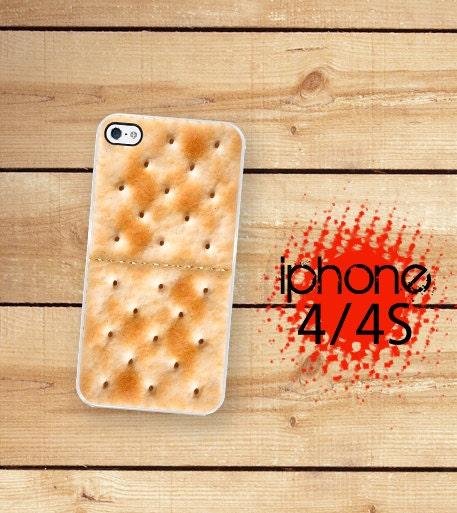 iPhone 4S Case  Saltine Cracker Soup Cracker Hard Case For iPhone 4 and iPhone 4S Rubber Trim