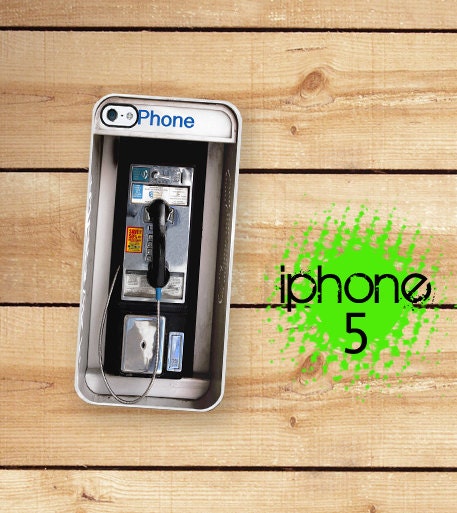 iPhone 5 Case Retro Pay Phone  / Hard Case For iPhone 5. Plastic or Rubber Public Phone Booth