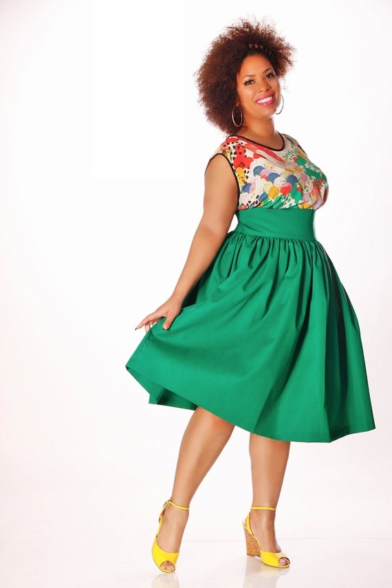 JIBRI Plus Size High Waist Flare Skirt