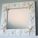 Beach Decor Shell Mirror  - Nautical Seashell Mirror w Starfish, Sand Dollars & Pearls - White