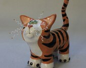 Tiger Striped Cat Sculpture "Pouncer" Item 1181