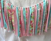 Free US Shipping/Shabby Chic Fabric Banner/Fabric Rag Banner/Fabric Banner/Pennant/Fabric Flags/Photo Prop/Banner/Bunting/Aqua Fabric Banner