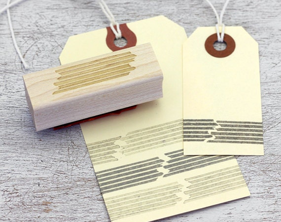 Washi Tape Rubber Stamp: Wood Mounted - Stripes, Geometric, Seamless, Repeating Design, DIY Gift Tags, Grey