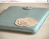 Leather iPad Case iPad 2, 3, 4 Sleeve iPad Cover Pouch Bag Tablet Accessories Minimalist Ice Cream Mint Summer Flower - Gift for mother