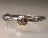 Chocolate Rose Cut Diamond Twig Ring - 18k Gold and Sterling Silver - Engagement Ring