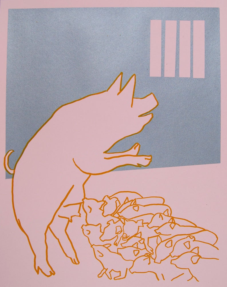 Suckling Piggies, Silkscreen Print