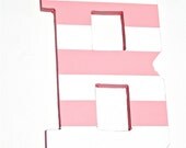 NAUTICAL LETTER B, Chic Decor, Stripes, Pink, White, Beach, Wall Decor, Lettering, Initials