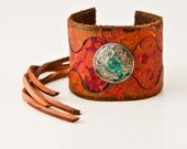 Laced Leather Cuff Jewelry, Lace, Lacing, Fringe, Handmade Bracelet - DISCOUNT