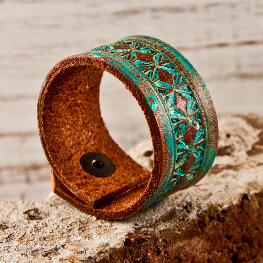 Leather Cuffs - OOAK - Festival