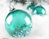 Blown Glass Ornament Suncatcher Teal Blue Green Blossom