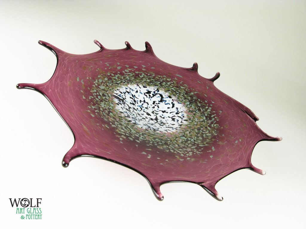 Blown Glass Wall Art Aubergine Plum Starburst Wall Hanging Decorative Art