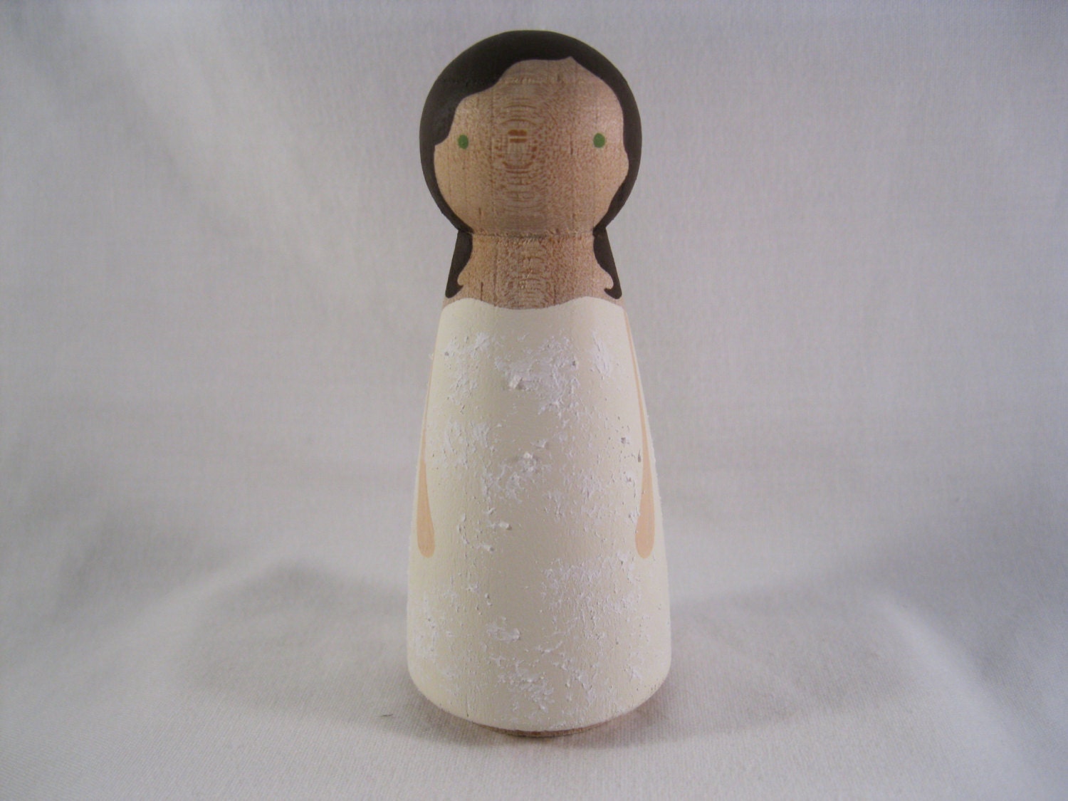 Peg Doll Brunette Bride Wedding Cake Topper. Ready to ship