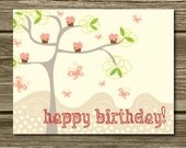SALE - Cupcake Tree Flat Happy Birthday Cards. Unique. Fun. Set of 10 Flat Birthday Cards. For Her. Girl Birthday. Cupcake Birthday.