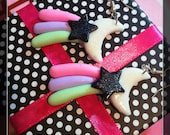 comets rainbow fairy kei kawaii polymer clay earrings