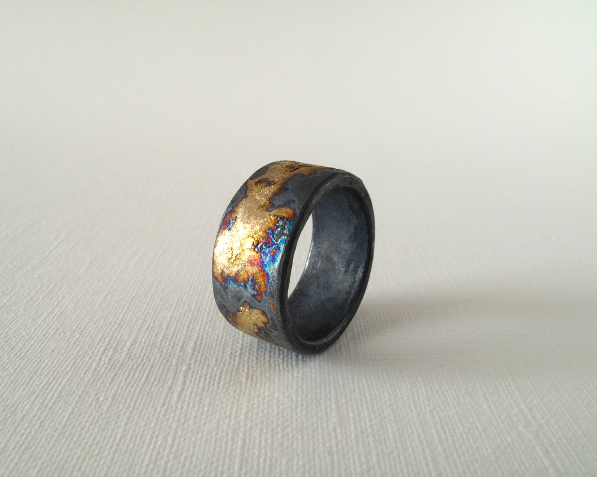 FOR MEN- Texture Gold and Silver Ring Size 12-12.5
