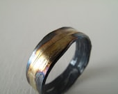 FOR MEN- Texture Gold and Silver Ring Size 12.75