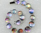 Sale, Bracelet in Dichroic Fused Glass Sparkling, Dichroic Glass Mermaid Tears, Gold or Silver, Sale, Sale, Sale