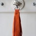 Orange leather tassel keychain, orange keychain