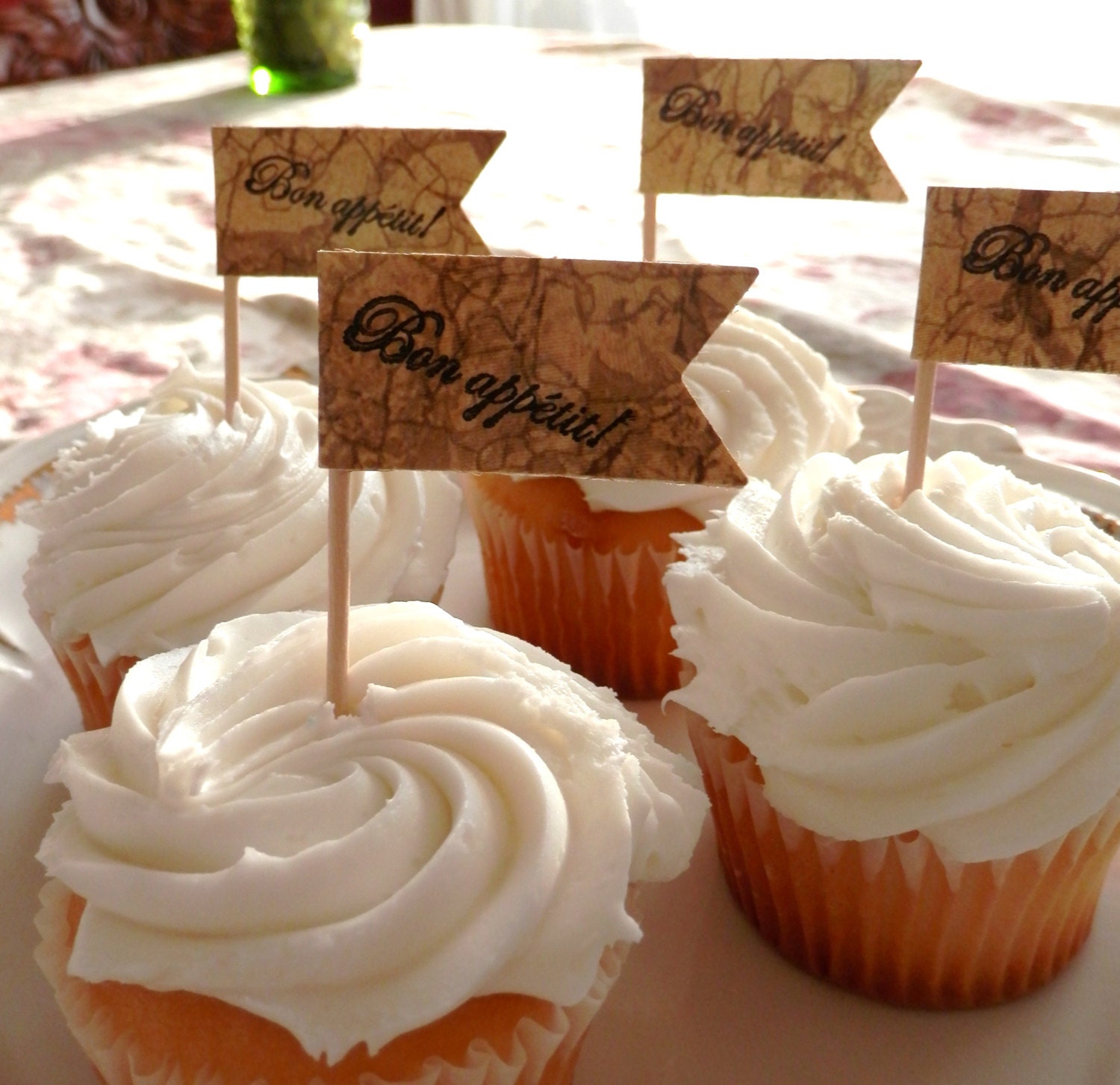 French Inspired Bon Appetit cup-cake flags- set of 12