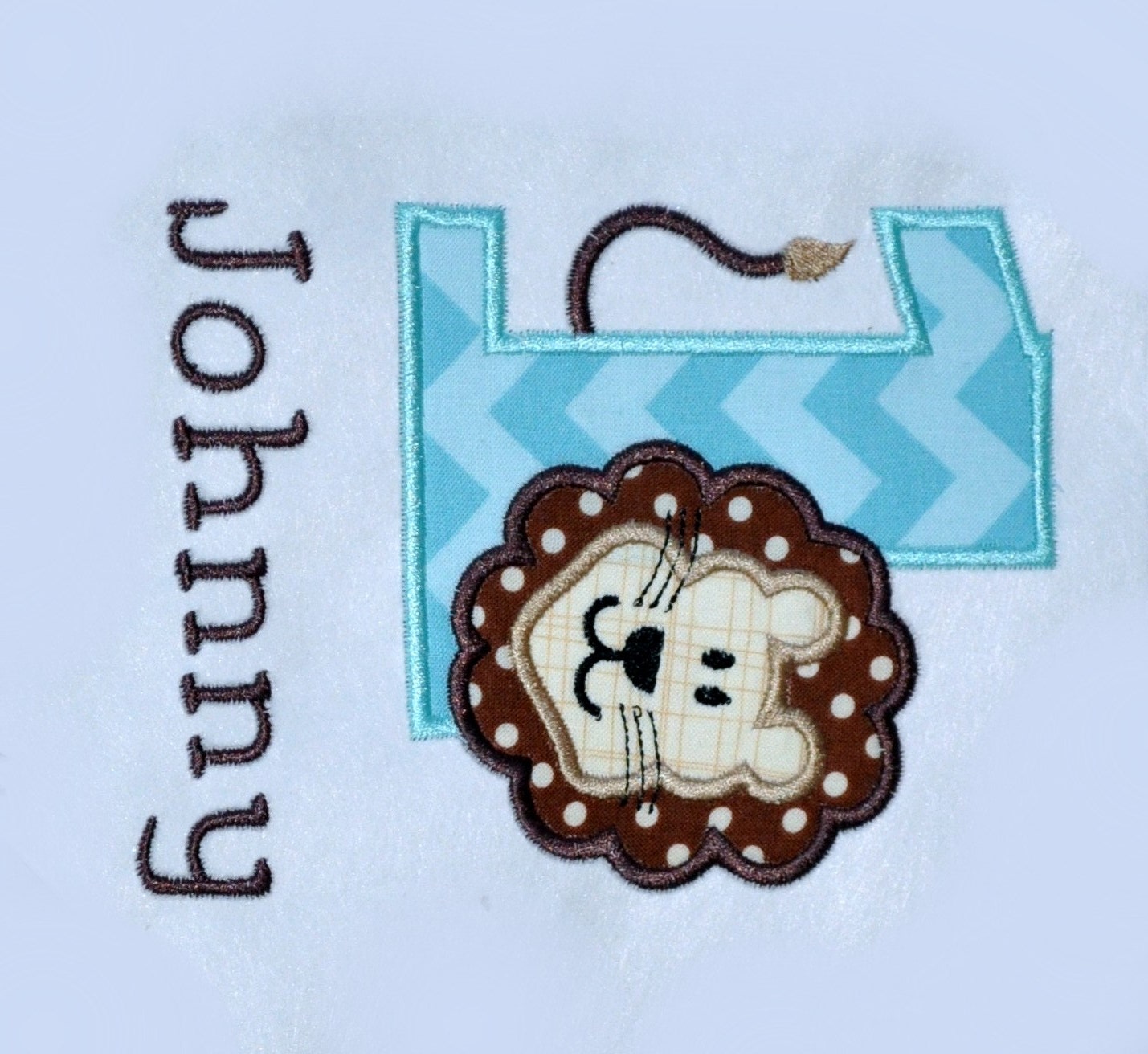Birthday Boy Outfit - Monogrammed/Personalized First Birthday Lion Appliqued Onesie/Body Suit, Sizes 12 mo or 18mo