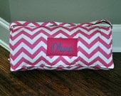 Nap Mat - NEW Monogrammed Candy Pink Chevron Nap Mat with Lime Green or Turquoise Double-sided Minky Blanket