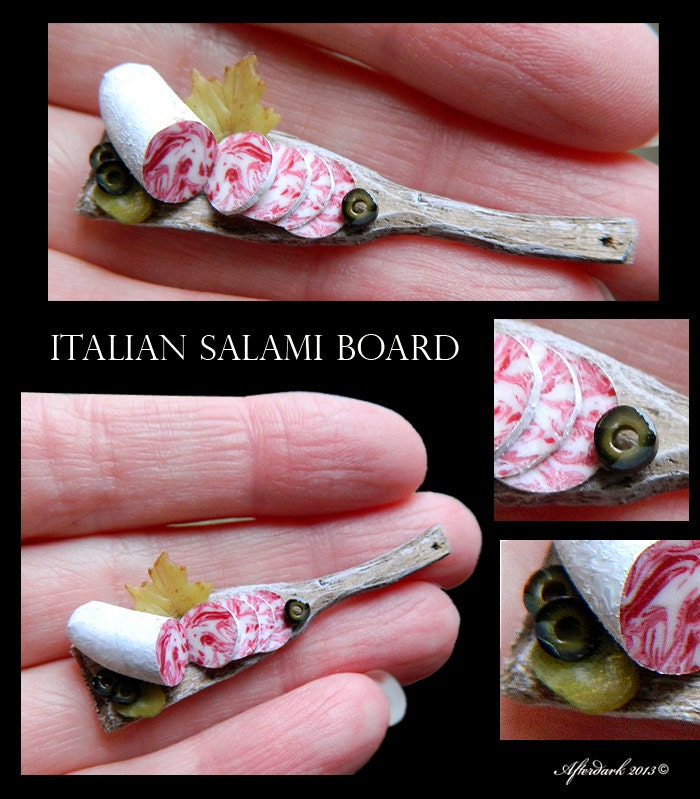 gourmet italian salami - Artisan fully Handmade Miniature in 12th scale. From After Dark miniatures.