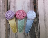 Pretty Pastel rosette snappy clips