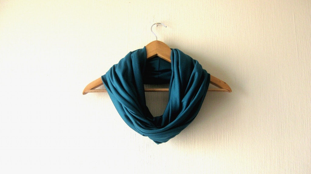 Teal Infinity Scarf - Delicate Spring Soft Jersey Circle Scarf Cowl Neckwarmer