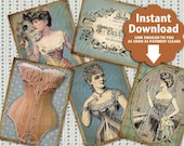 Vintage Corsets / Victorian Undergarments ACEO Tags - Instant Download and Print Digital Sheet