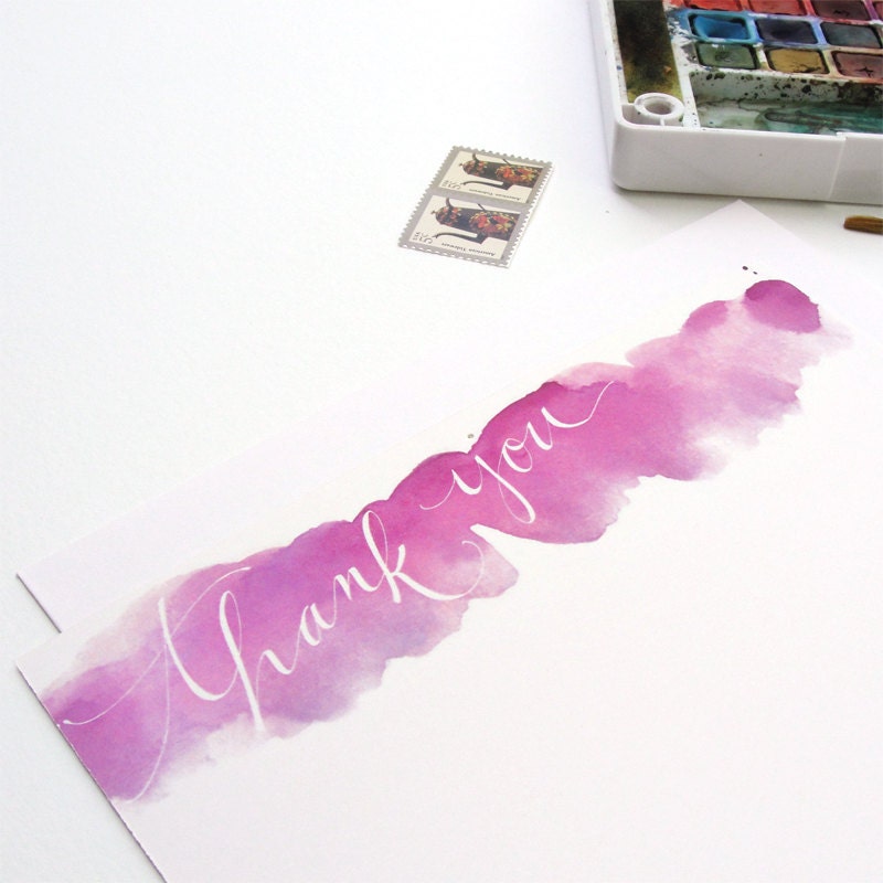 Watercolor Calligraphy Thank You Notes