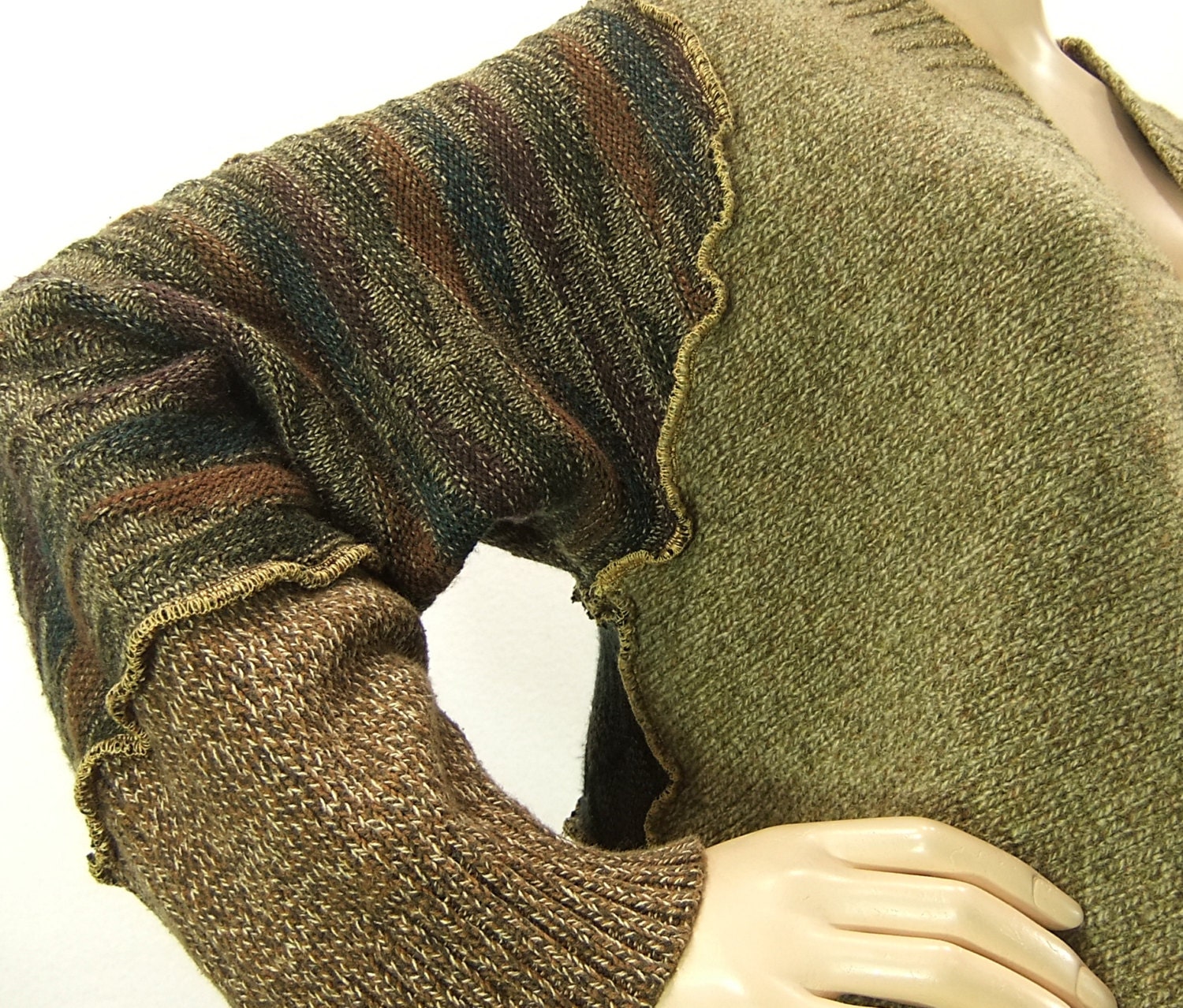 Tan wrap sweater, women medium, small, tunic cardigan recycled