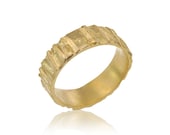 14K Gold Unisex Wedding band with Texture, Fast Free Shipping