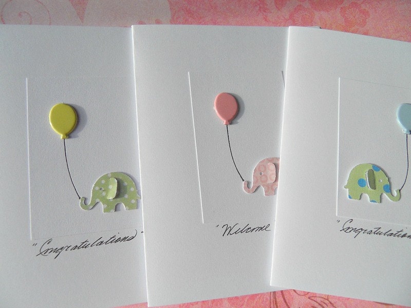 Baby Shower Cards - Baby Shower Thank You Cards - Baby Shower Invitations -  Welcome Baby cards - Balloon Cards-  BECD