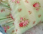 Romantic Greens and Pink Roses Pillow makes Shabby Chic