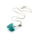 Teal Heart Necklace Antique Silver Crystal