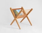 Mid Century Pine Magazine Rack - Modern, Wood, Storage